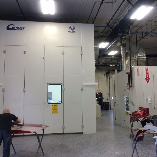 Refinish department monster 45 foot RV booth